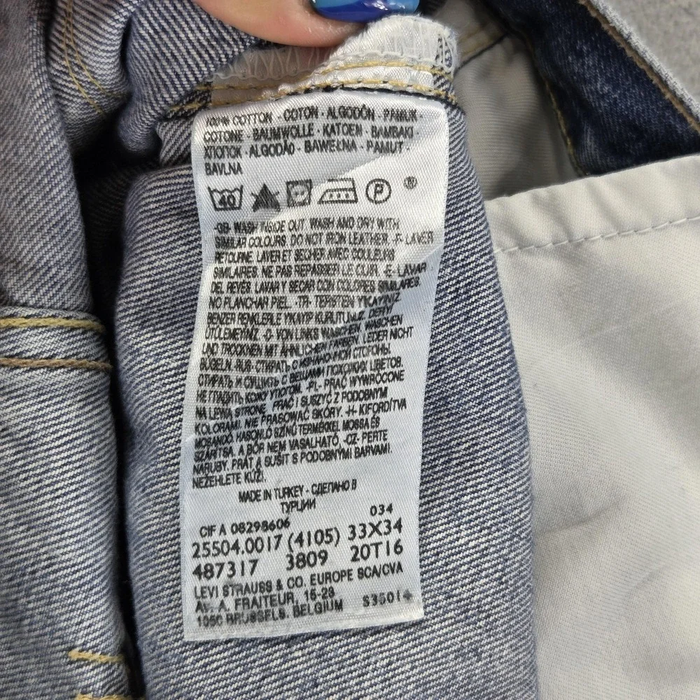 Vintage‎ Levis 504 Jeans Mens 33x34 Blue Straight Engineered Zip Fly Honeycomb